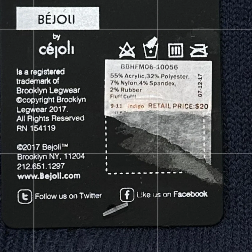 Bejoli Fluff Cuff Boot Topper Crew - Indigo